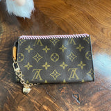 The Junco - Vintage Monogram Wristlet in Light Pink