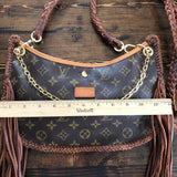 The Peacock - Vintage Monogram Hobo Crossbody/Tote with Fringe