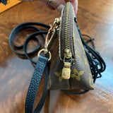 The Junco Crossbody Bag - Vintage Monogram with black fringe