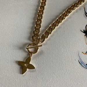 LV Star Charm on Gold-Plated Curb Chain