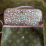 The Junco Crossbody Bag - Vintage Monogram in Pink w/Rose Gold Hardware