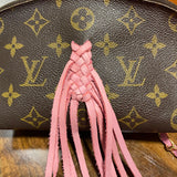 The Junco Crossbody Bag - Vintage Monogram in Pink Fringe