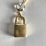 Key to My Heart Brass Padlock & Crystal on Paperclip Chain