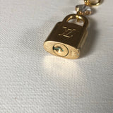 Lock up My Heart Brass Padlock & Quatrefoil Crystal on Paperclip Chain