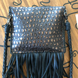 The Fringed Falcon - Black/Copper Leather Vintage Crossbody