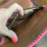 The Junco Wallet Crossbody - Vintage Monogram in Hot Pink