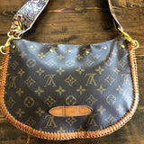 The Peacock Shoulder Bag - Vintage Monogram with Caramel Tooled Leather