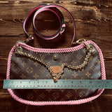 The Peacock - Vintage Monogram Hobo in Pink Crossbody