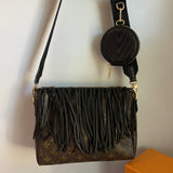 The Partridge - Vintage Monogram in Black Fringe Crossbody Bag