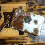 The Mockingbird - Hair on Hide Wristlet Bag with Turquoise