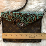 The Falcon - Turquoise Vintage Monogram Wristlet/Crossbody/Clutch