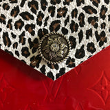 The SHORT Wren - Red/Leopard Vintage Wristlet Bag