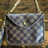 The Falcon with Back Pocket - Damier Ebene Wristlet/Crossbody/Clutch