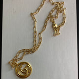 GG Zipper Pull on on Small Gold-Filled Paperclip Chain