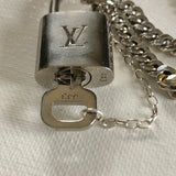 Key to My Heart Silver Padlock Necklace with White GF Cuban Link Chain