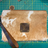 The Mockingbird - Hair on Hide Wristlet Bag with Bronze