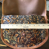 The Peacock Shoulder Bag - Vintage Monogram with Caramel Tooled Leather