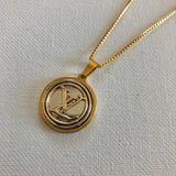 Gold/Silver LV Button Necklace - GF Box Chain