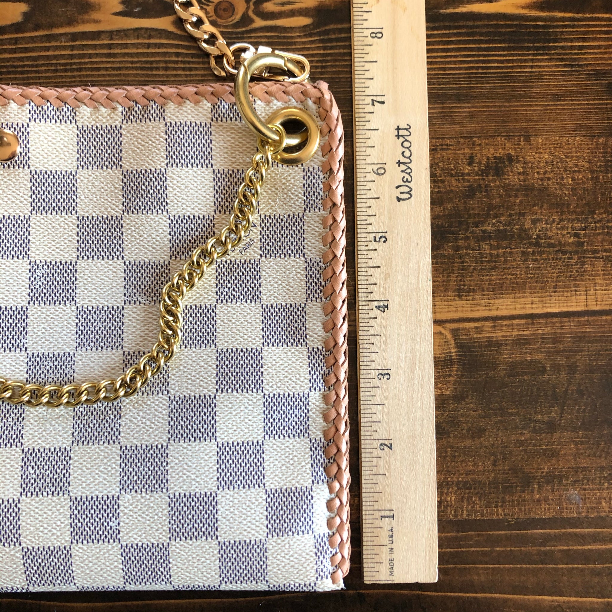 The Nuthatch - Vintage Damier Azur Shoulder Bag with Gold