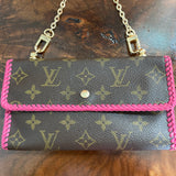 The Junco Wallet Crossbody - Vintage Monogram in Hot Pink