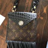 The Hawk - Black Vintage Clutch/Wristlet/Crossbody Bag