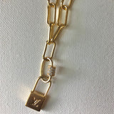 Lock Charm on Gold-Filled Paperclip Necklace with Carabiner