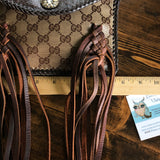 The Fringed Wren - Brown Vintage Wristlet/Crossbody/Clutch Bag