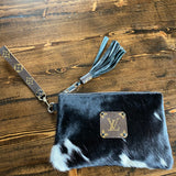 The Mockingbird - Black/White Hair on Hide Wristlet Bag