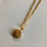 Gold/Silver LV Button Necklace - GF Herringbone Chain