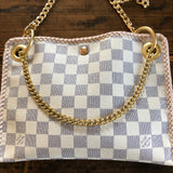 The Nuthatch - Vintage Damier Azur Shoulder Bag with Gold Crossbody Chain