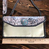 The Crane - Leopard Abstract Cream Vernis Vintage Crossbody/Clutch Bag