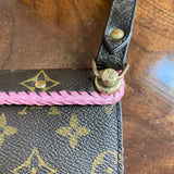 The Junco - Vintage Monogram Wristlet in Barbie Pink