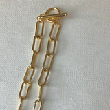 Lock Charm on Gold-Filled Paperclip Necklace with Carabiner