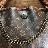 The Peacock - Vintage Monogram Hobo Crossbody in Caramel - Antique Brass Hardware