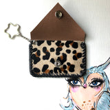 The Chickadee - Leopard Print Vintage Card Holder (Monogram Back/Flap)