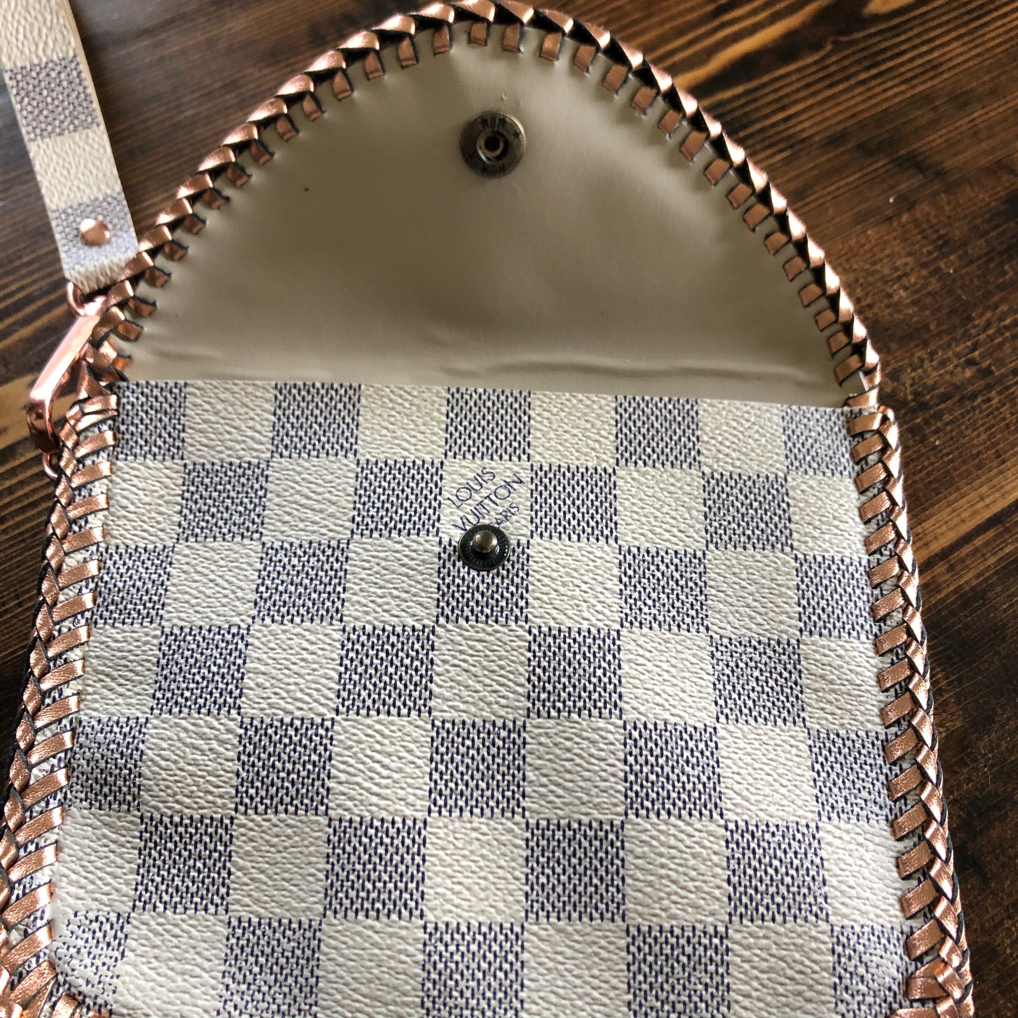 The Baby Falcon - Damier Azur with Rose Gold Card Holder/Wristlet