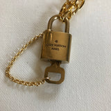 Upcycled Brass Padlock & Key Necklace with GF Chunky Link Chain