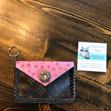 Pink Flower Vintage Card Holder/Key Chain