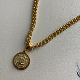 Gold CC Button Coin Necklace - GF Thick Curb Chain – Beauty Bird