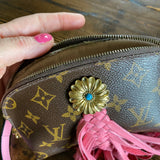 The Junco - Vintage Monogram in Pink Flower Crossbody Bag