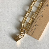 Lock Charm on Gold-Filled Paperclip Necklace with Carabiner