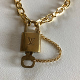 Upcycled Brass Padlock & Key Necklace with GF Chunky Link Chain