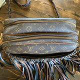 The Chat Crossbody Bag in Brown & Black Monogram