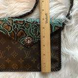 The Falcon - Turquoise Vintage Monogram Wristlet/Crossbody/Clutch