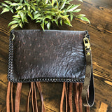 The Fringed Wren - Brown Vintage Wristlet/Crossbody/Clutch Bag