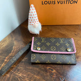 The Junco - Vintage Monogram Wristlet in Barbie Pink