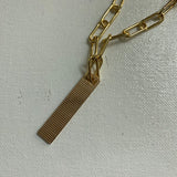 Prada Pendant Necklace - Gold on Gold-Filled Paperclip Chain