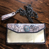 The Crane - Leopard Abstract Cream Vernis Vintage Crossbody/Clutch Bag