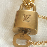 Upcycled Brass Padlock & Key Necklace with GF Chunky Link Chain