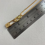 Lock Charm on Gold-Filled Box Chain